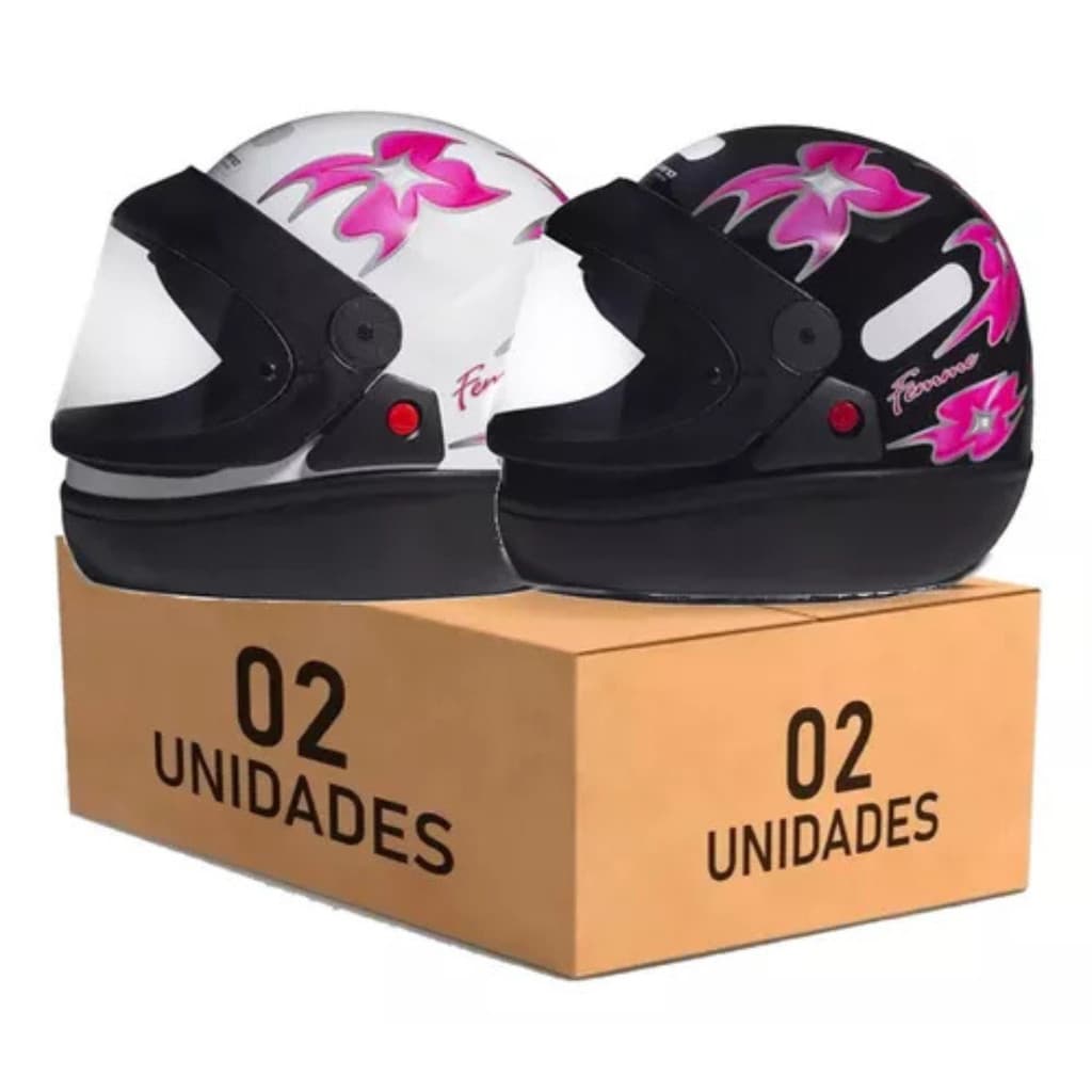 Capacete Moto San Marino Feminino Femme Moto Fechado Automático Kit 2 Unidades