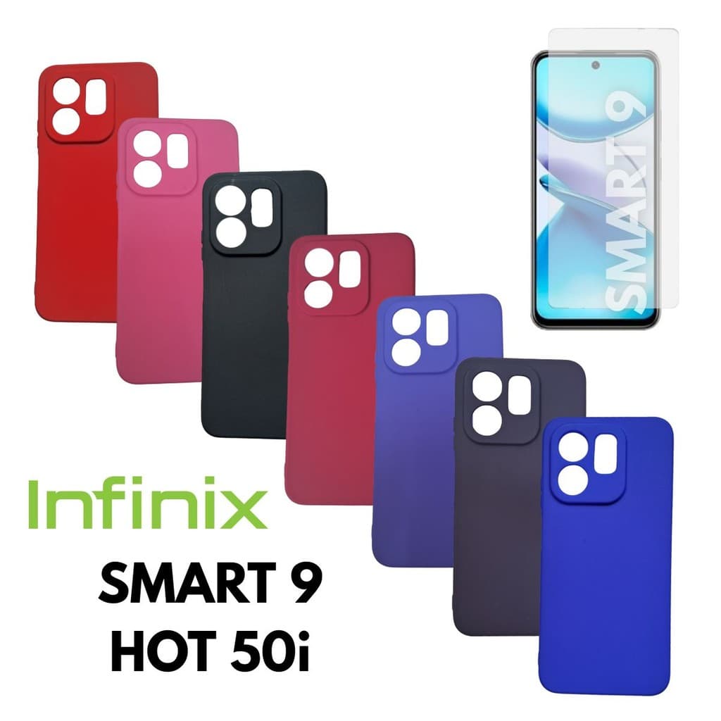 Capa Capinha Aveludada + Pelicula De Vidro 3D Compativel Para Infinix Smart 9 / Hot 50i Colorida