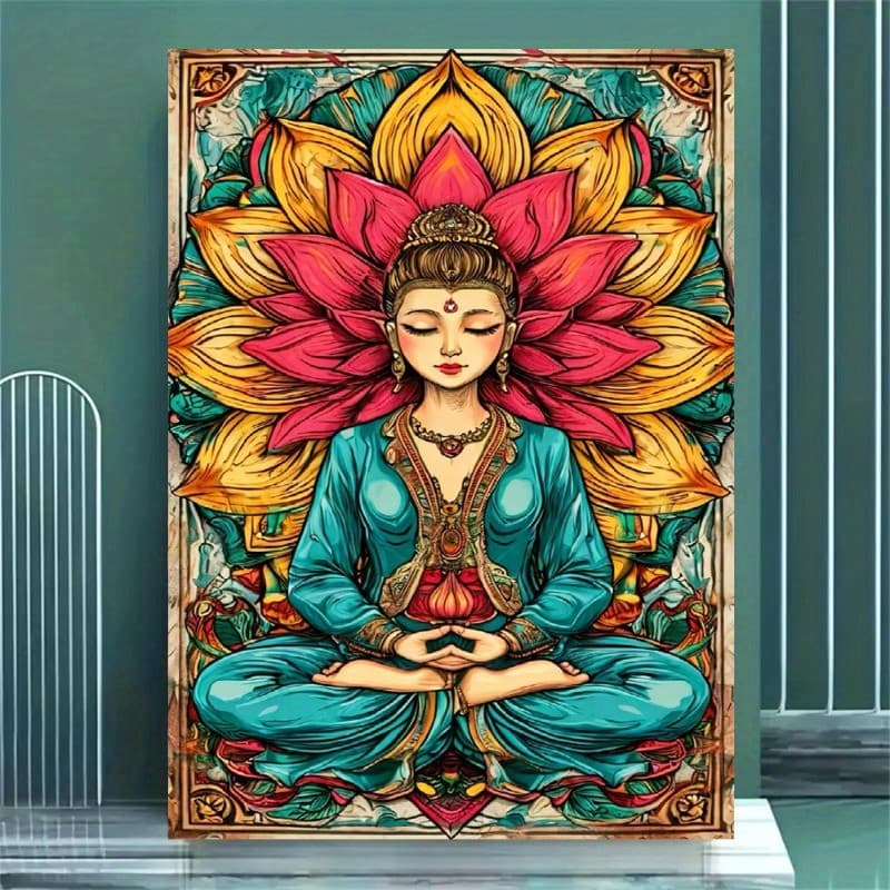 Um Conjunto De Kit De Pintura De Diamante Com Padrão De Buda Guanyin/Lotus , DIY 5D Mosaico Em Tela Fazendo Artesanato P