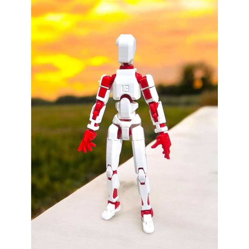 Boneco 14 cm Articulado Dummy 13 Vermelho Branco - Modelo 3D  , Presente Criativo  Para muita diversão DESMONTADO