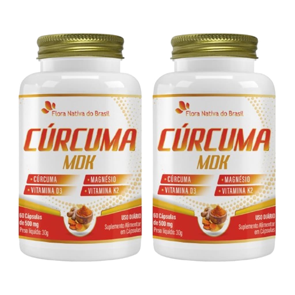 Kit 2x Cúrcuma MDK Vitamina D3 Magnésio Vitamina K2 60 Caps 500mg