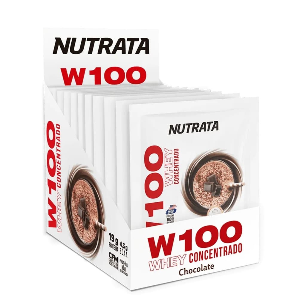 Whey Protein W100 Caixa Com 12 Unidades De 30g Nutrata Chocolate