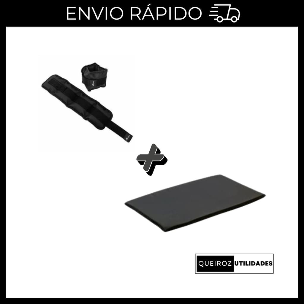 KIT Caneleira de Peso Preta Par de 4Kg + Colchonete Preto Treino/Academia/Musculação/Fisioterapia
