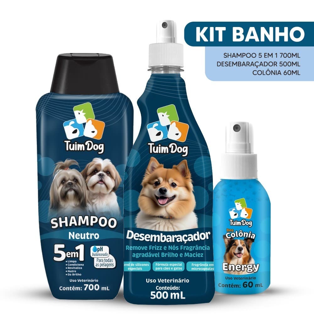 KIT BANHO SHAMPOO PARA CACHORRO NEUTRO SHIH TZU - LHASA CÃES PET TUIM DOG