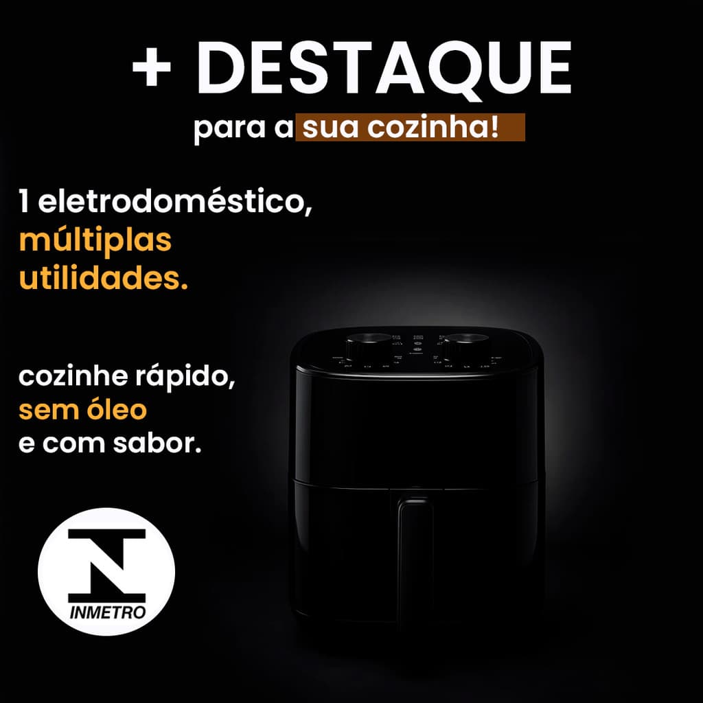 Fritadeira Elétrica Sem Óleo 1200W Air Fryer 3,5L 127V  Controle Temperatura