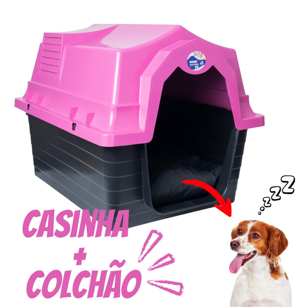 Casinha Plástica Grande para Cachorro Modelo N5 com Colchão Confortável