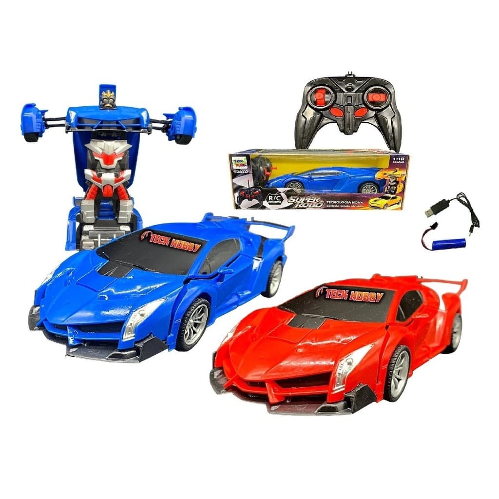 Carrinho Controle Remoto Recarregável Transformers Robô Luz Sport Racing Car