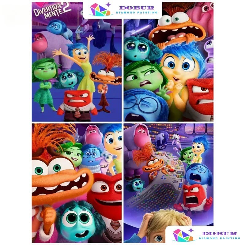 DOBUR | Conjunto De Pintura Diamante Disney Cartoon Dentro Para Fora Ansiedade 5D DIY Redondo/Quadrado Broca Completa Lo
