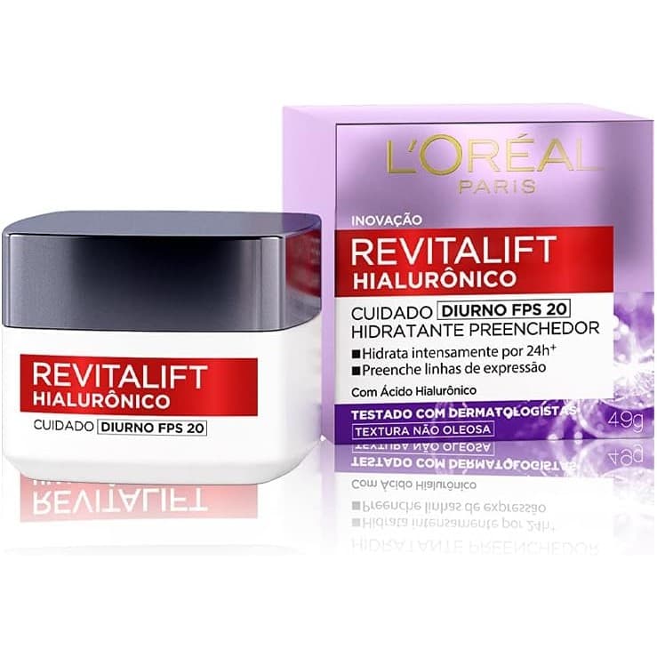Creme Facial Loreal Anti-Idade com Ácido Hialurônico Revitalift Diurno FPS 20 - 49G