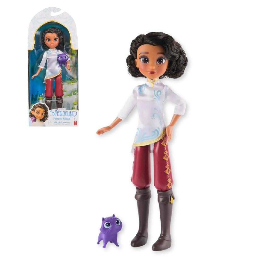 Boneca Princesa Ellian Enfeitiçados 25cm Articulada com Mascote Roxo – Original e Detalhada