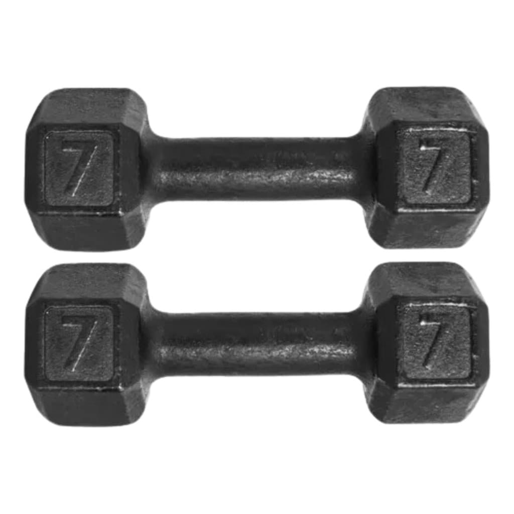 Par Halter Sextavado Pintado 7kg Musculação Academia Cross Treino Funcional Supino Braço Academia