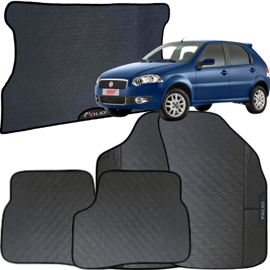 Kit Jogo Tapete Palio 2010 a 2014 4 Peças + Tapete Porta Malas Emborrachado Automotivo Personalizado