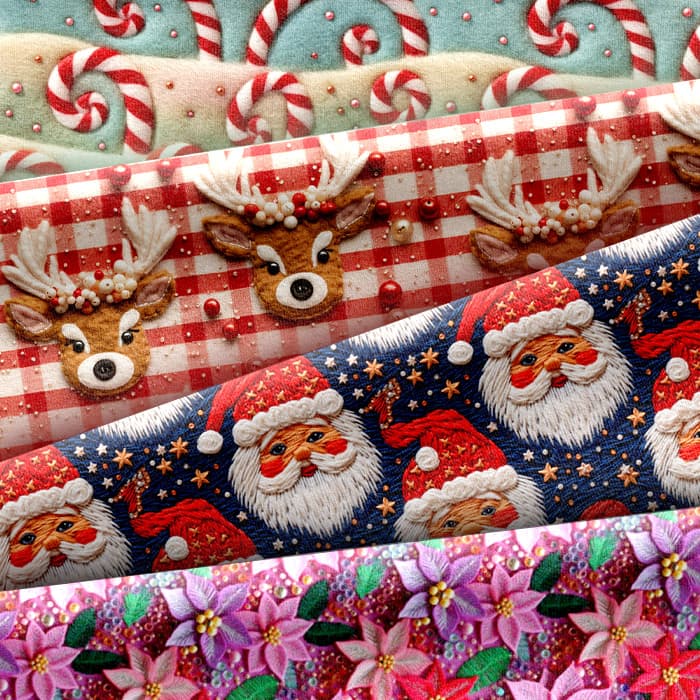 Tecido Tricoline Estampado Digital Natal Efeito 3D Artesanato Papai Noel Costura Patchwork