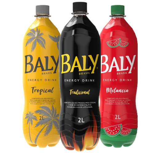 kit com 3 unidades energético Baly 2L-  Melancia -Tropical -Tradicional