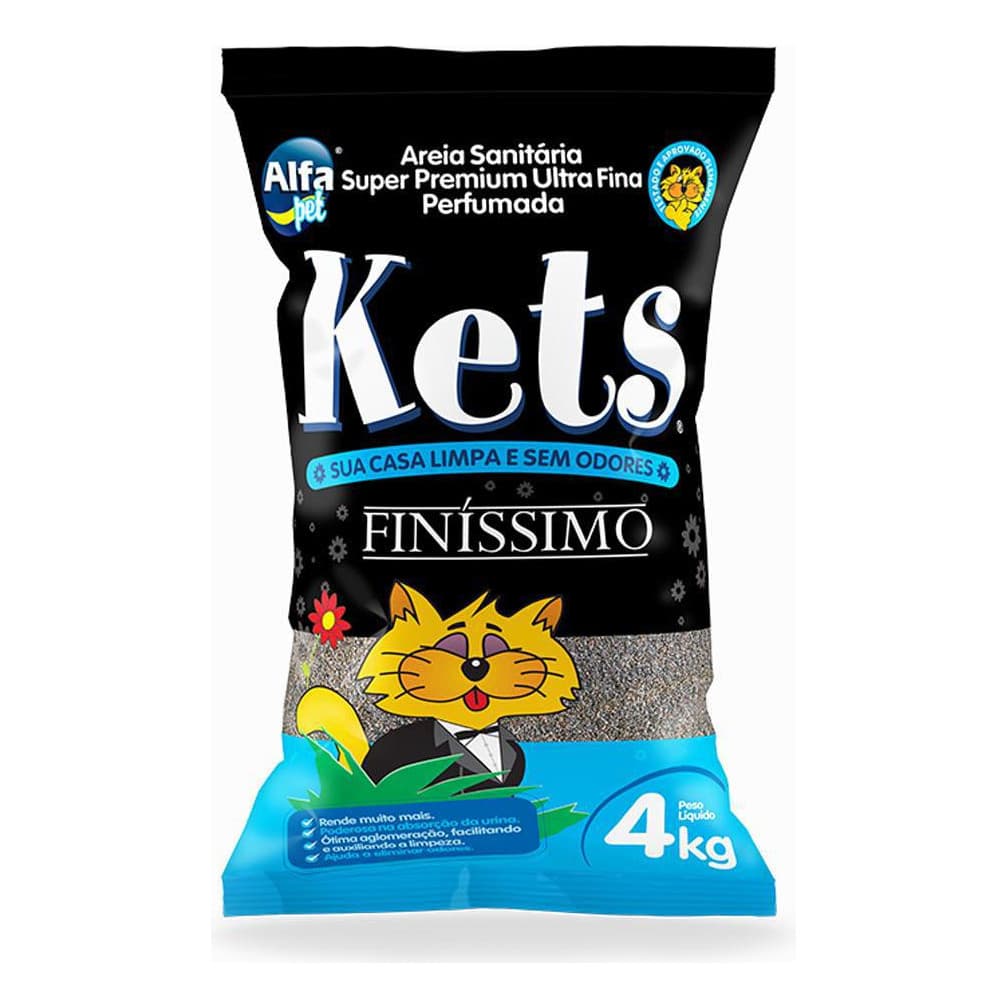 Areia Sanitária Super Premium Ultra Fina Perfumada Kets Casa Limpa Sem Odores Finíssimo Rende Muito Mais 4kg