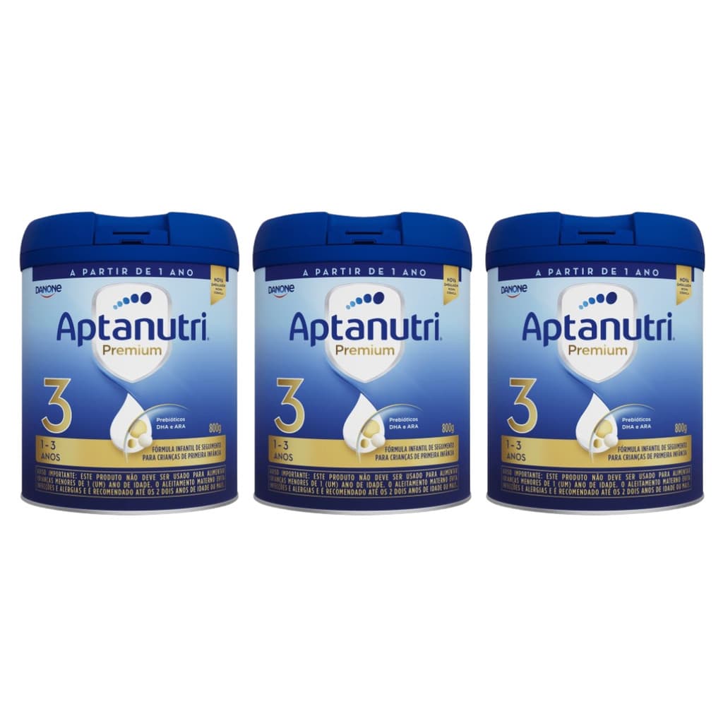 Kit 3 Fórmula Infantil Aptanutri (Aptamil) Premium 3 800g  DANONE (7891025107910)