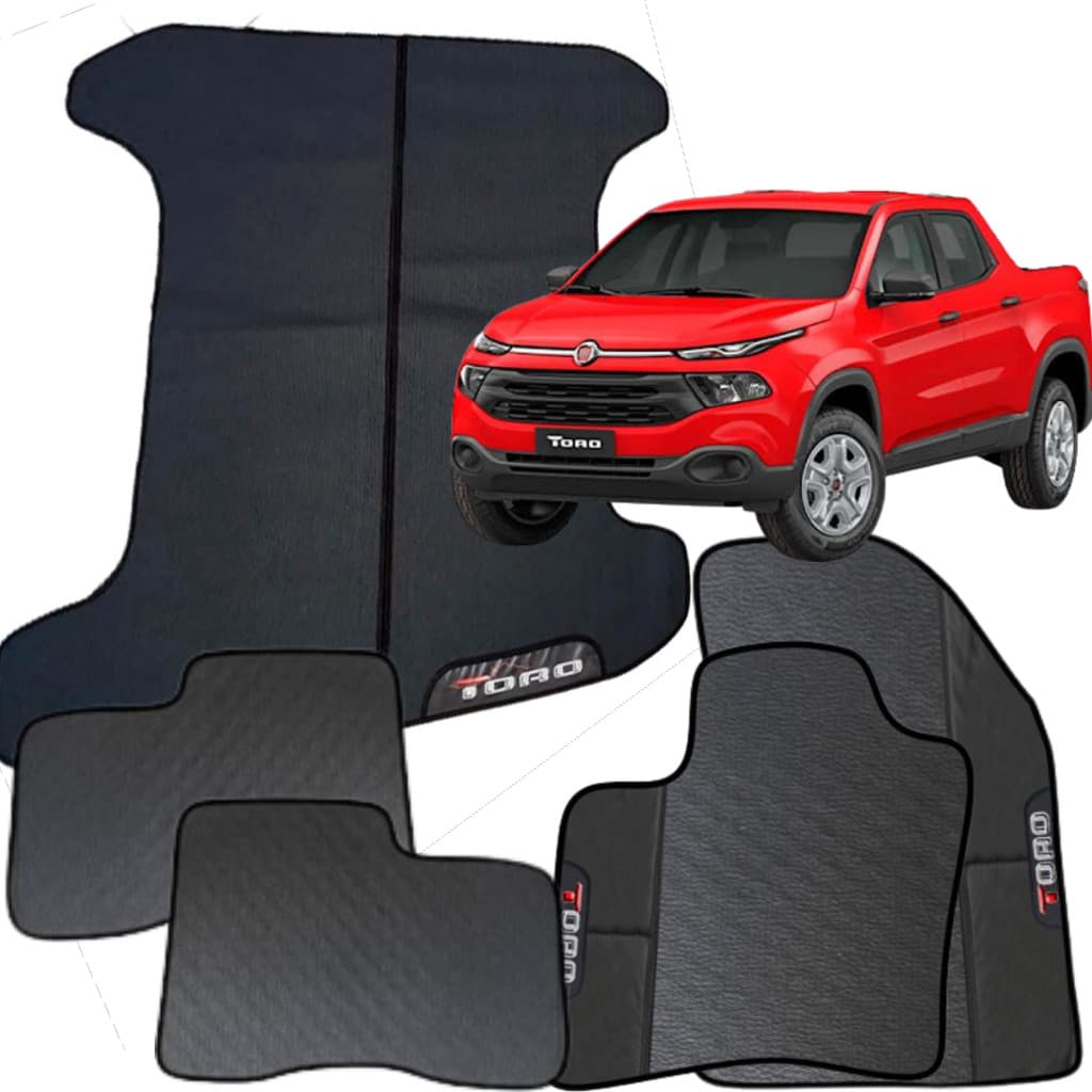 Kit Jogo Tapete Toro 2016 a 2023 4 Peças + Tapete caçamba Emborrachado Automotivo Personalizado