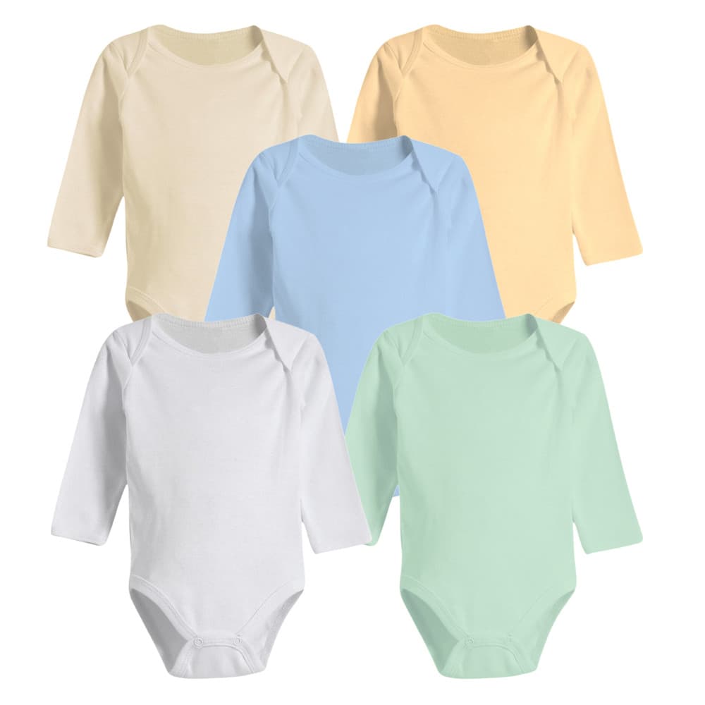 Kit Enxoval Roupinhas de Bebê 5 Peças Body Manga Longa Liso