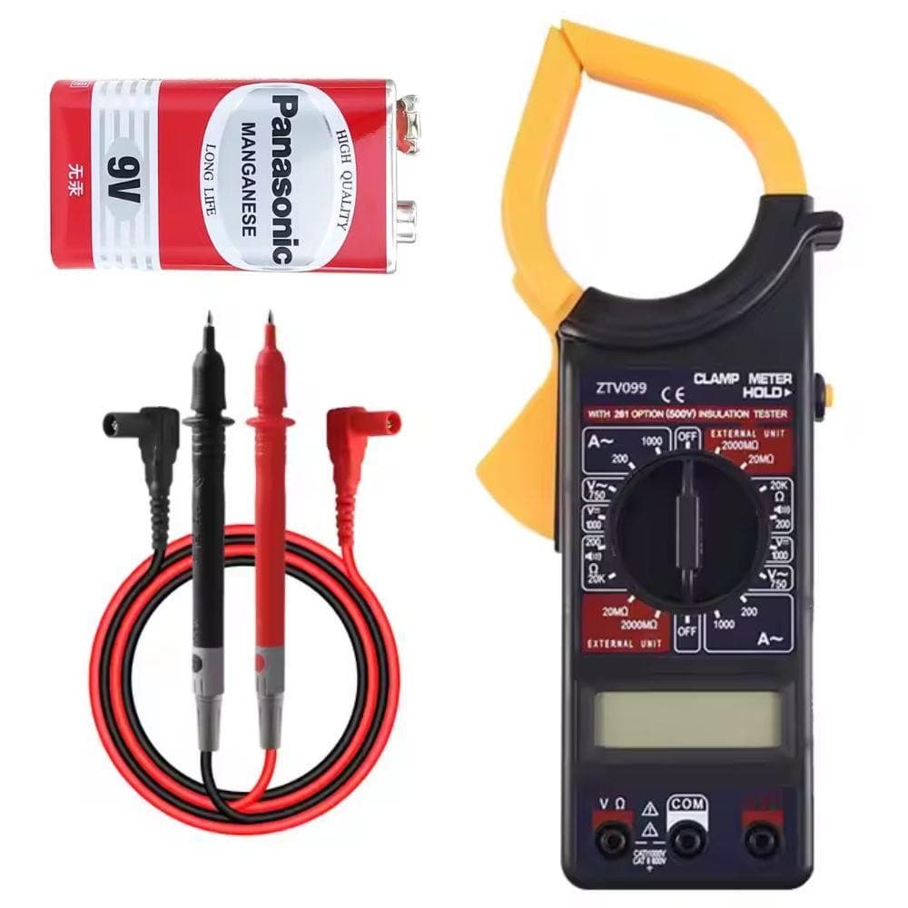 MULTIMETRO ALICATE AMPERIMETRO DIGITAL 750V 200A COM ESTOJO PROTECAO FUNCAO HOLD USO PROFISSIONAL ELETRICA AUTOMACAO