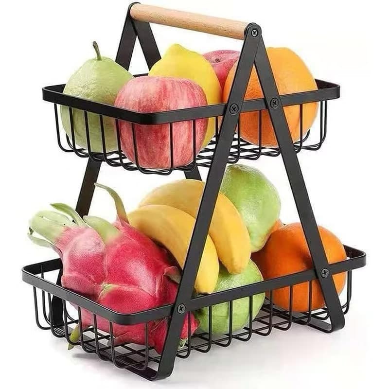 Cesto Fruteira de Mesa  Aramado até 2/3 Andares em Metal Organizador Multiuso Frutas Legumes