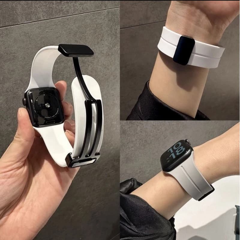 Pulseira Silicone Magnética Compatível Apple Iwatch Série Ultra 7 8 Se 6 5 4 3 E Smartwatch Relógio Do Mesmo Tamanho
