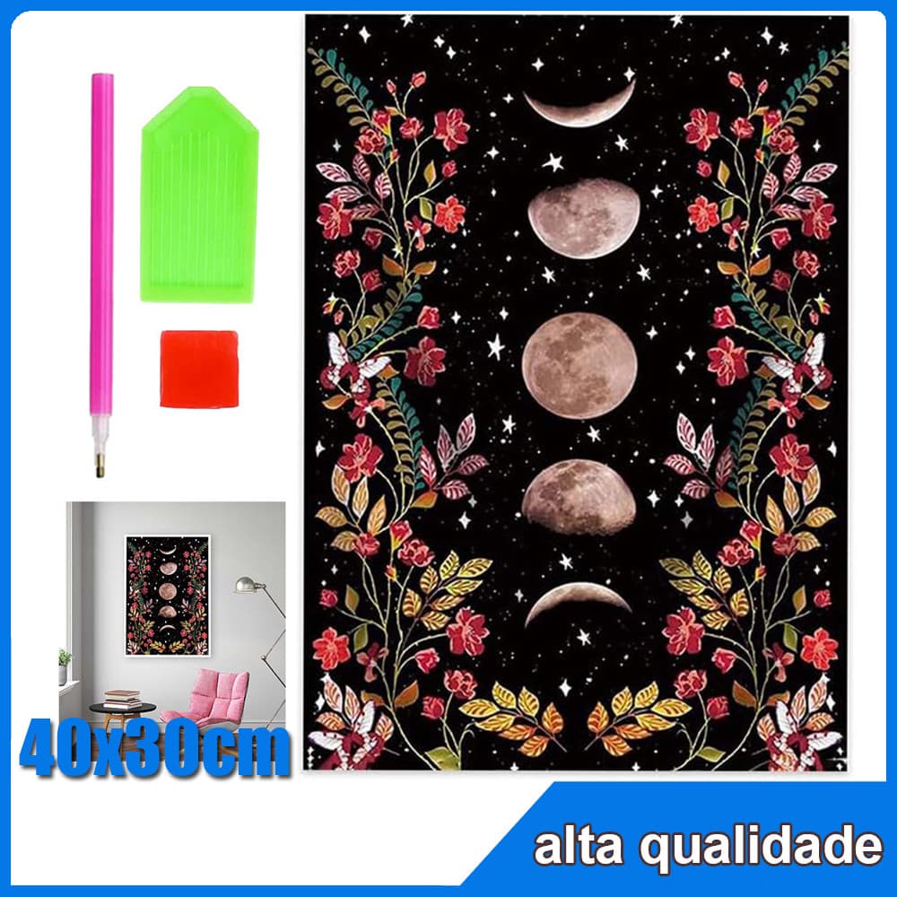 Floresta Lunar Pintura Diamante 5D Pintura de Diamante Conjunto De Pintura Com Diamante  Conto De Fadas Redondo 5D Kits