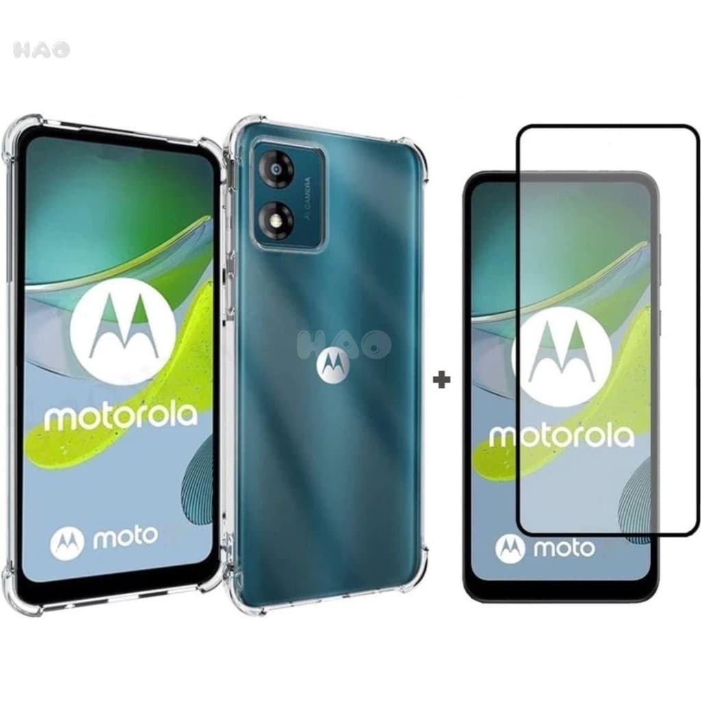 Kit 2 em1 Película Vidro 3D + Capa Capinha Transparente Para Motorola Moto G04 G24 G84 G05 G15 G35 G55 G75 G06 G56 G86