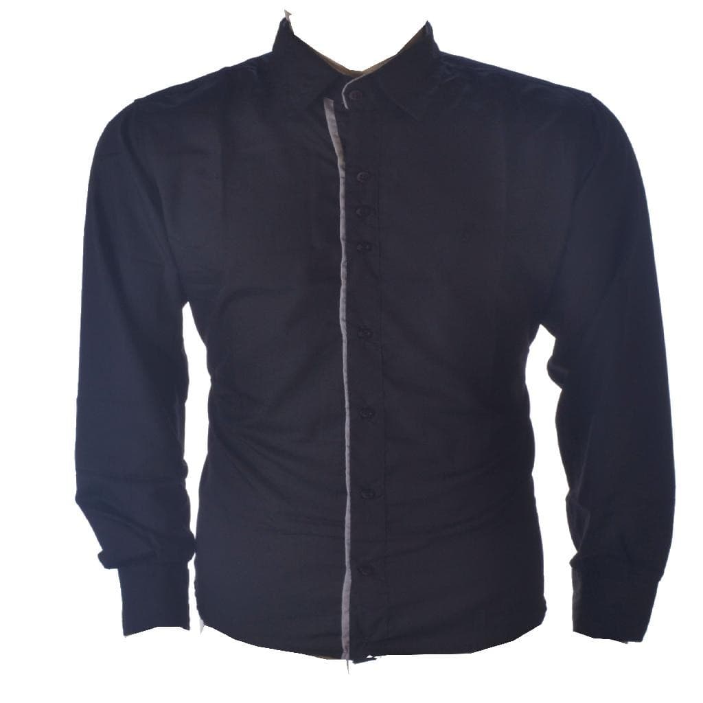 Camisa Social Masculina Manga Longa Slim Preta GG