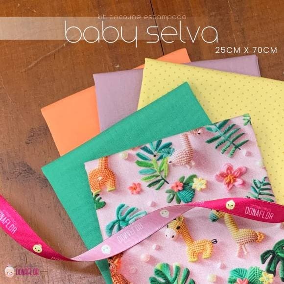Kit 5Tricolines Baby Selva 25cm X 70cm 100% Algodão - para Panos de Prato, Fraldas  e Patchwork