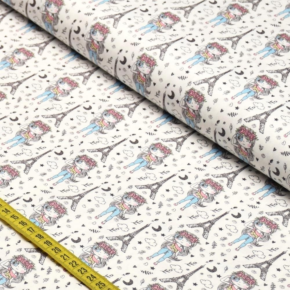 Tecido Estampado Para Patchwork - Lila em Paris (0,50x1,50)