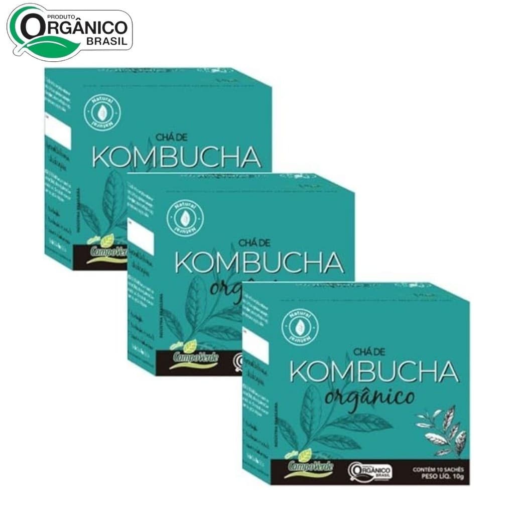 3  Caixas Chá KOMBUCHA Fermentado 30 sachês orgânico Natural Campo Verde