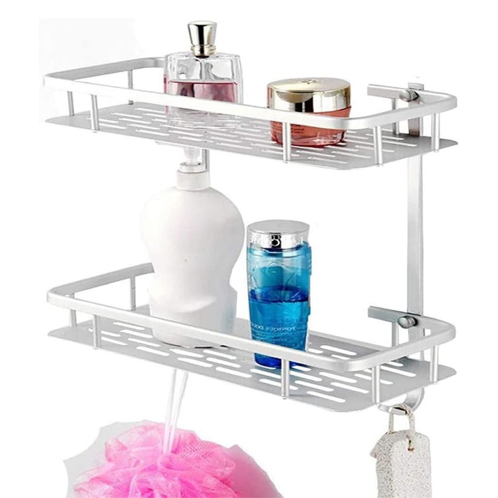 Suporte Duplo Prateleira Organizador Aluminio Porta Shampoo Condicionador Sabonete Parede Box Banheiro Chuveiro