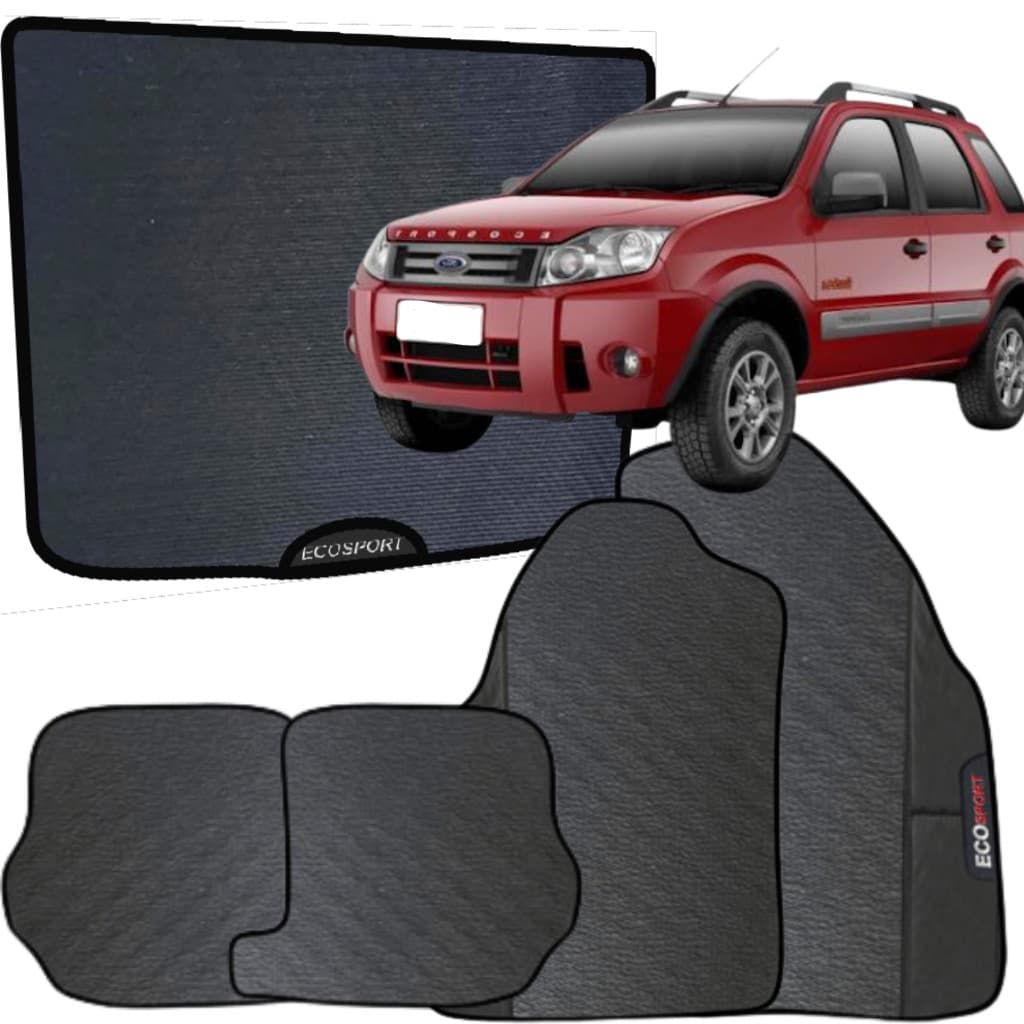 Kit Jogo Tapete Ecosport 2008 a 2013 4 Peças + Tapete Mala Emborrachado Automotivo Personalizado