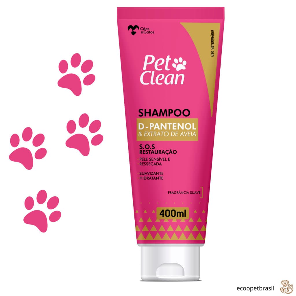 Shampoo Hidratante SOS D-pantenol Cães Gatos Pet Clean 400ml