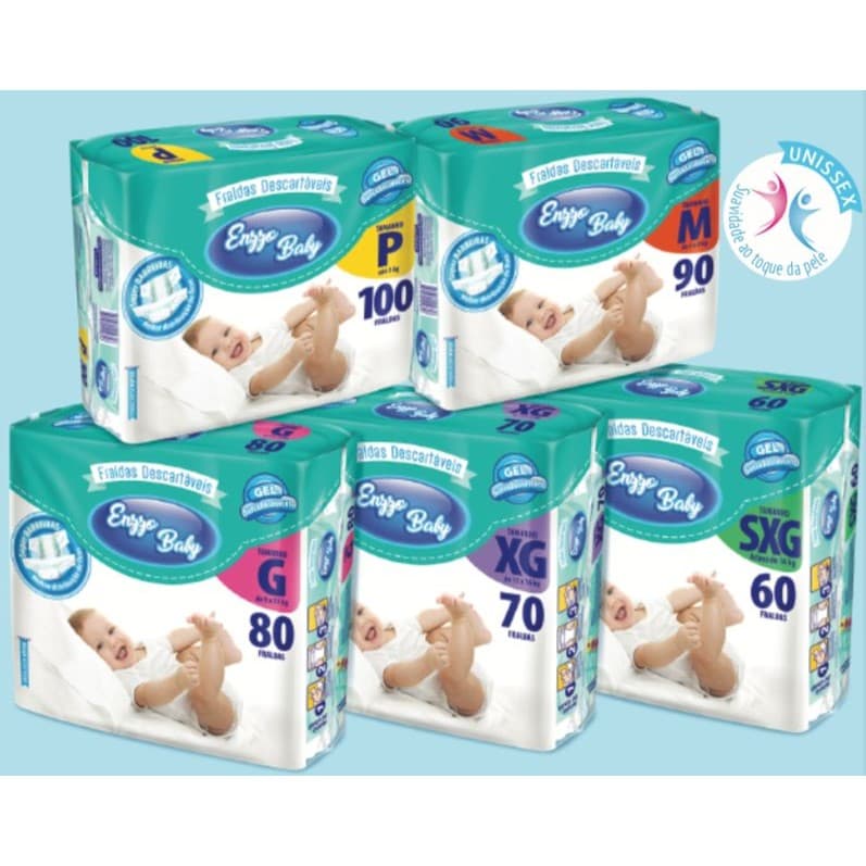 KIT COM 06 PACOTES DE FRALDA INFANTIL ENZZO BABY 1 LINHA FRALDA ANATÔMICA - SEM DEFEITOS