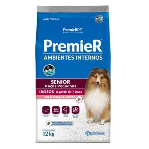 Ração Premier Amb Inter Cães ad 7+ Frango e Salmão 12kg