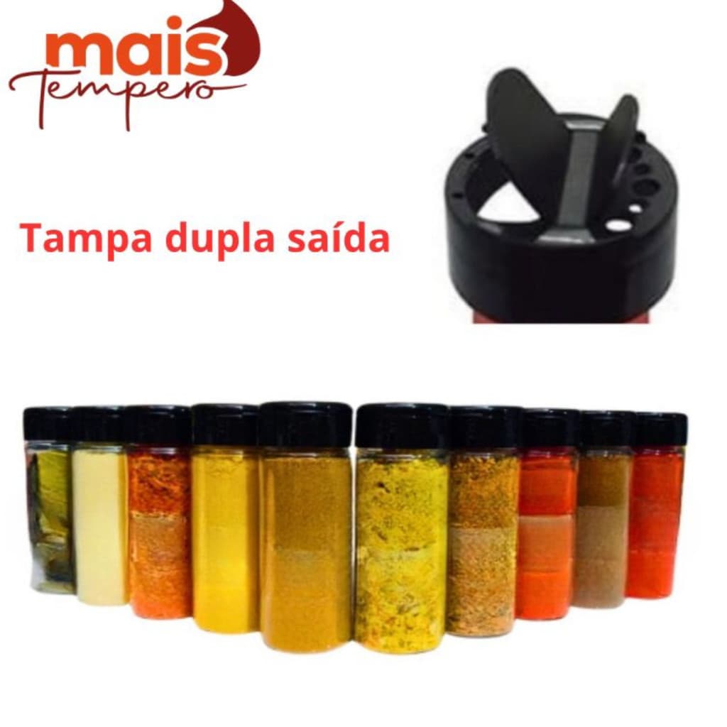 TEMPEROS E CONDIMENTOS NO FRASCO KIT COM 16 UNIDADES TAMPA FLIP TOP