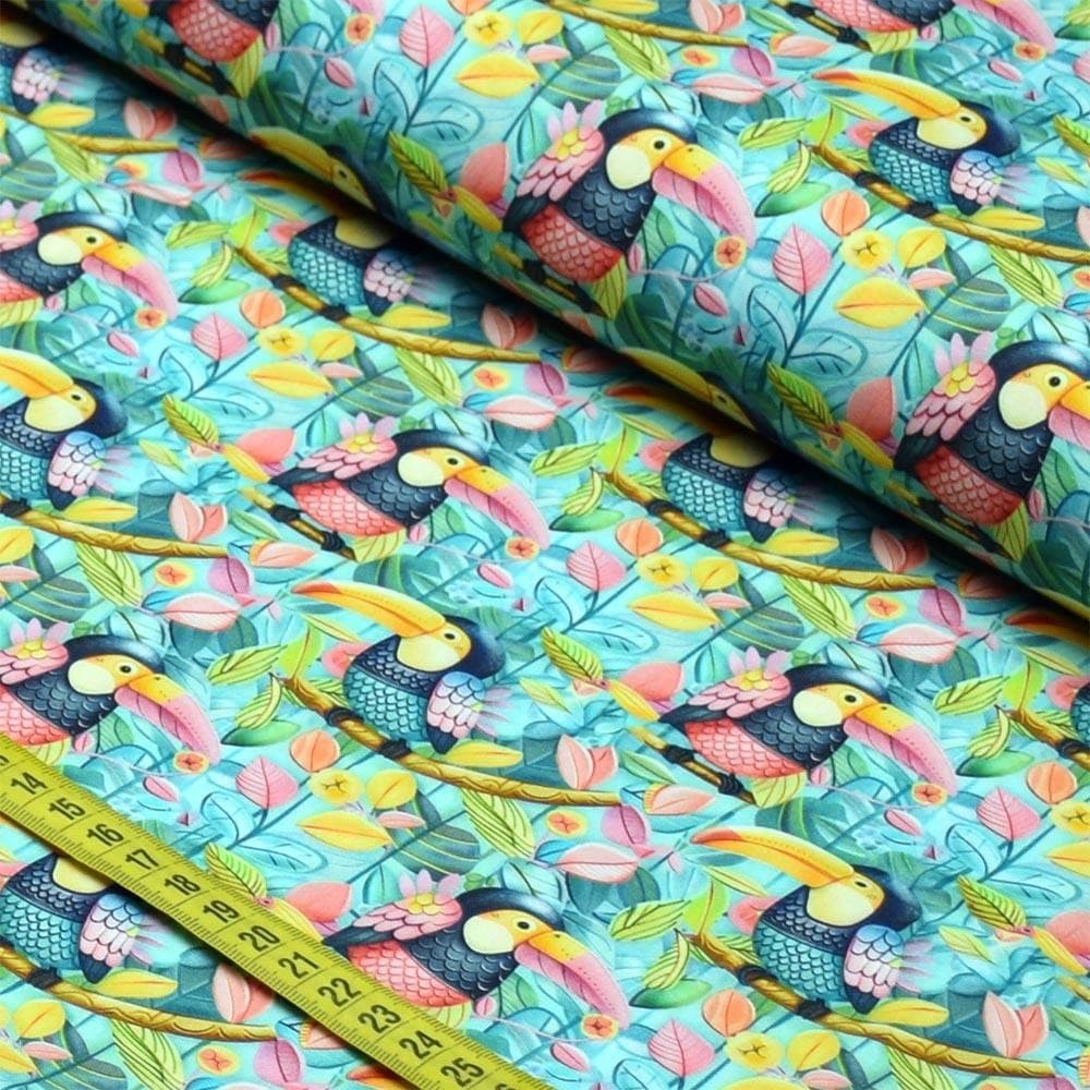 Tecido Estampado Para Patchwork - Tropi : Tucanos (0,50x1,50)
