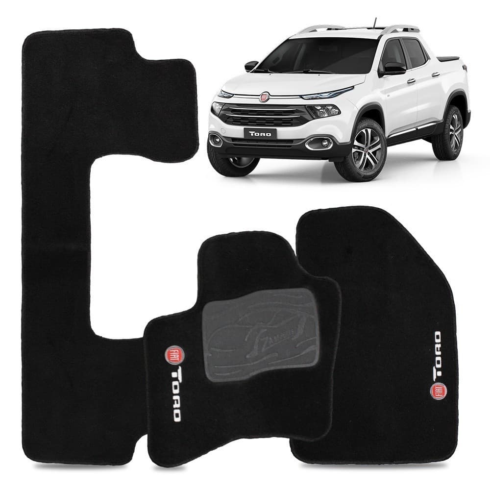Jogo de tapete Fiat Toro: Tapete Automotivo em Carpete Moldado para Modelos de 2016 a 2023