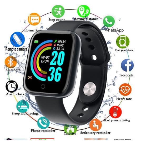 Relogio Smartwatch Smart Bracelet D20 Relógio inteligente para Android IOS Esportivo Prova D'água Rastreador Monitoramen