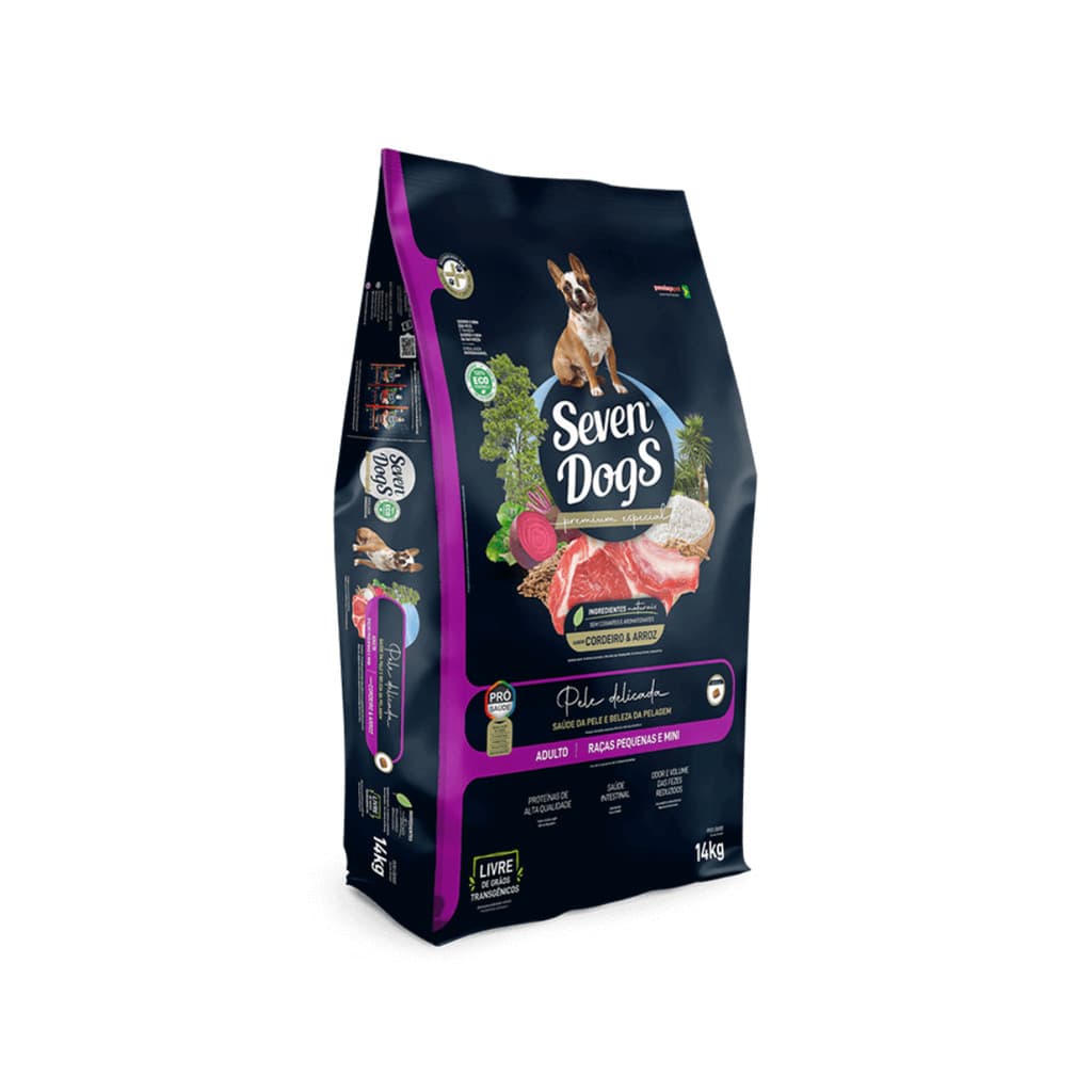 RAÇÃO SEVEN DOGS CAO ADULTO PEQUENOS E MINI CORDEIRO 10,1KG