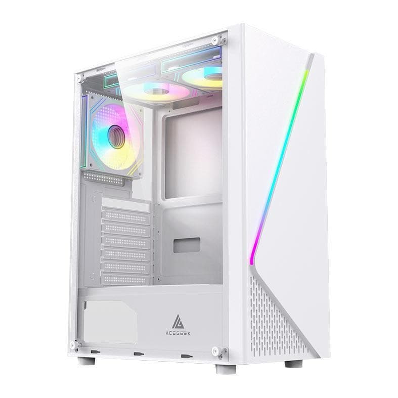 Gabinete Gamer Acegeek Lumix, Mid-Tower, Lateral de Vidro, Branco, AG-LUMIX-WH