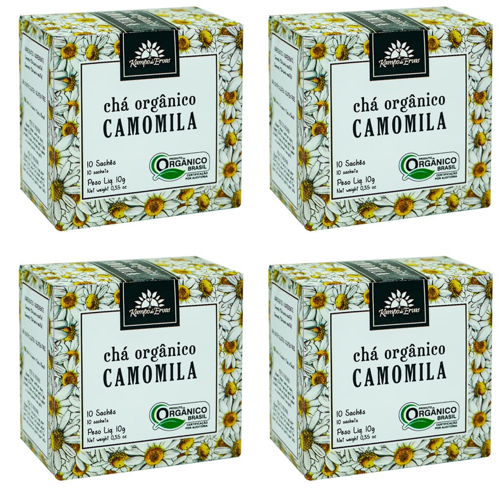 Kit 4x Chá Camomila Orgânica Certificada 10 Sachês
