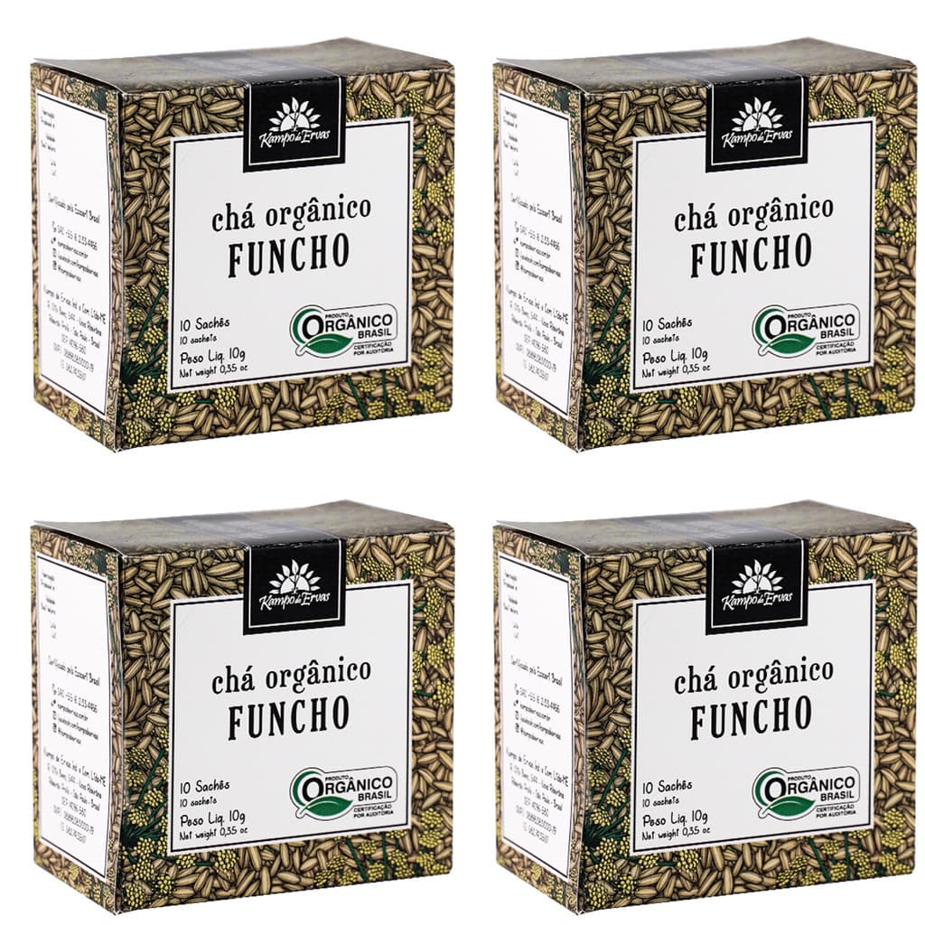 Kit 4x Chá de Funcho Orgânico 10 Sachês - Kampo de Ervas