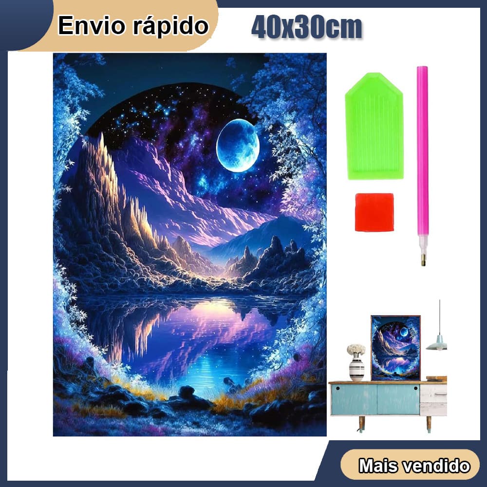 Lua Azul Pintura Diamante 5D Pintura de Diamante Kits De Para Adultos Rodada 5D DIY Broca Arte Decoração 40x30cm