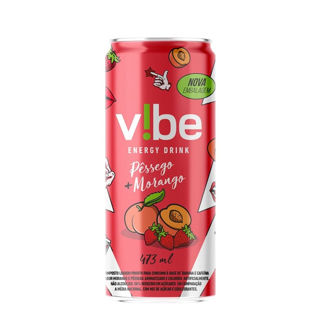 Energético Vibe Pêssego + Morango 473ml