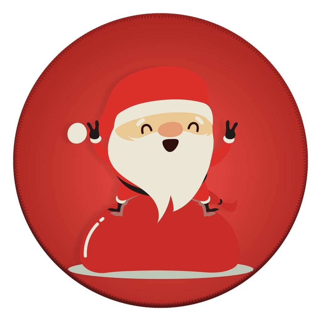 Tapete Redondo Decorativo Papai Noel 88x88 Antiderrapante Para Sala, Quarto e Escritório