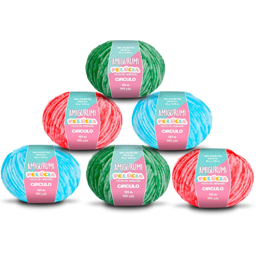 Kit Fio Amigurumi Pelucia 6un - Círculo - 85g e 131m - Tricô, Crochê - Escolha Sua Cor