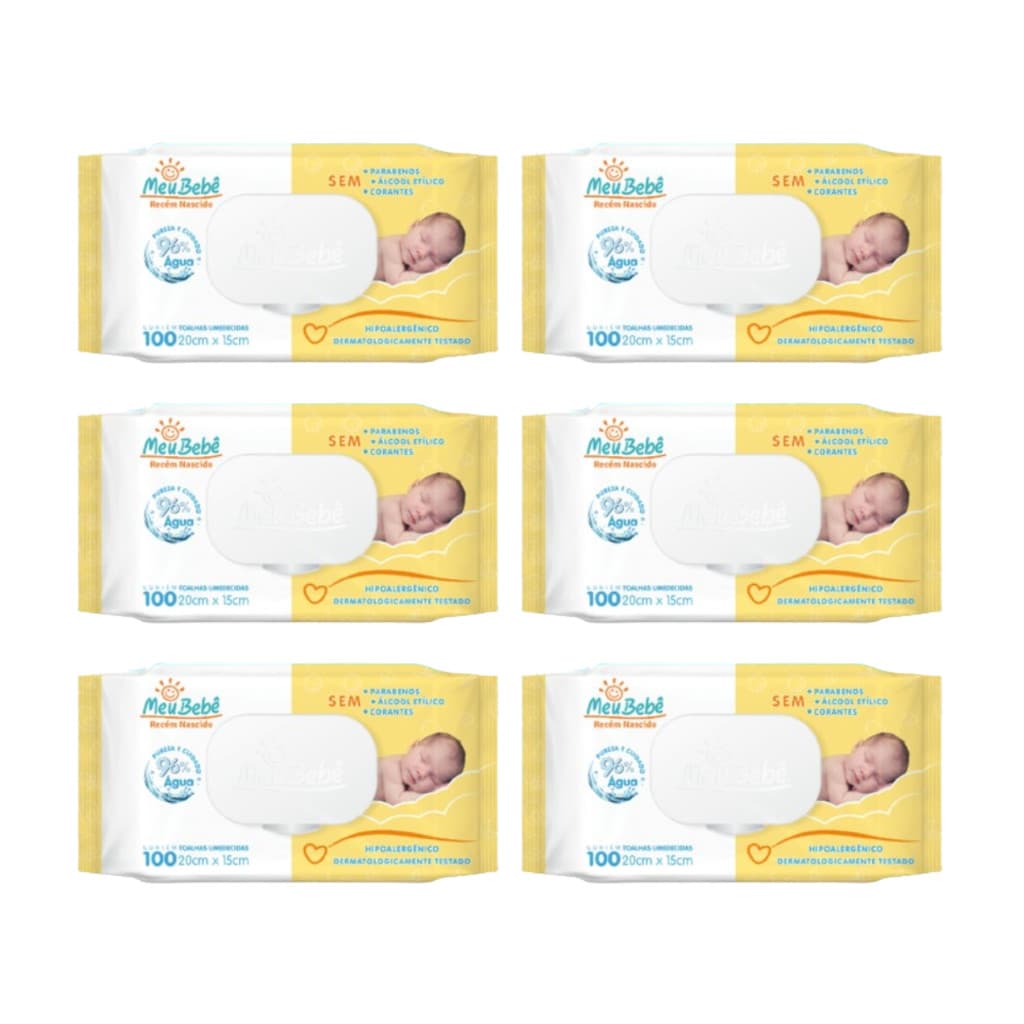 Kit Toalha Umedecida Meu Bebê Recém Nascido Primeiros Dias - 6UN