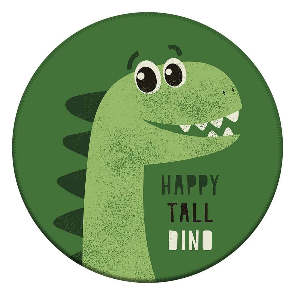 Tapete Redondo Decorativo Dinossauro 88x88 Antiderrapante Para Sala, Quarto e Escritório